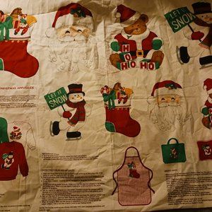 Vintage Holiday & Winter Theme Scene Panel with various Iron On, Embroidered